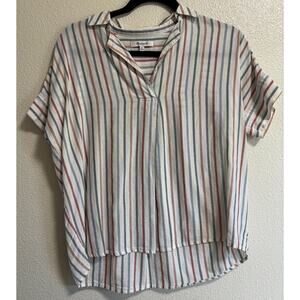 Madewell Women’s Size XS Stripe Central Popover Shirt Cotton Oversized Retro